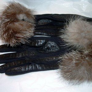 Vintage Fox Trim Gloves Isotoner Driving Gloves